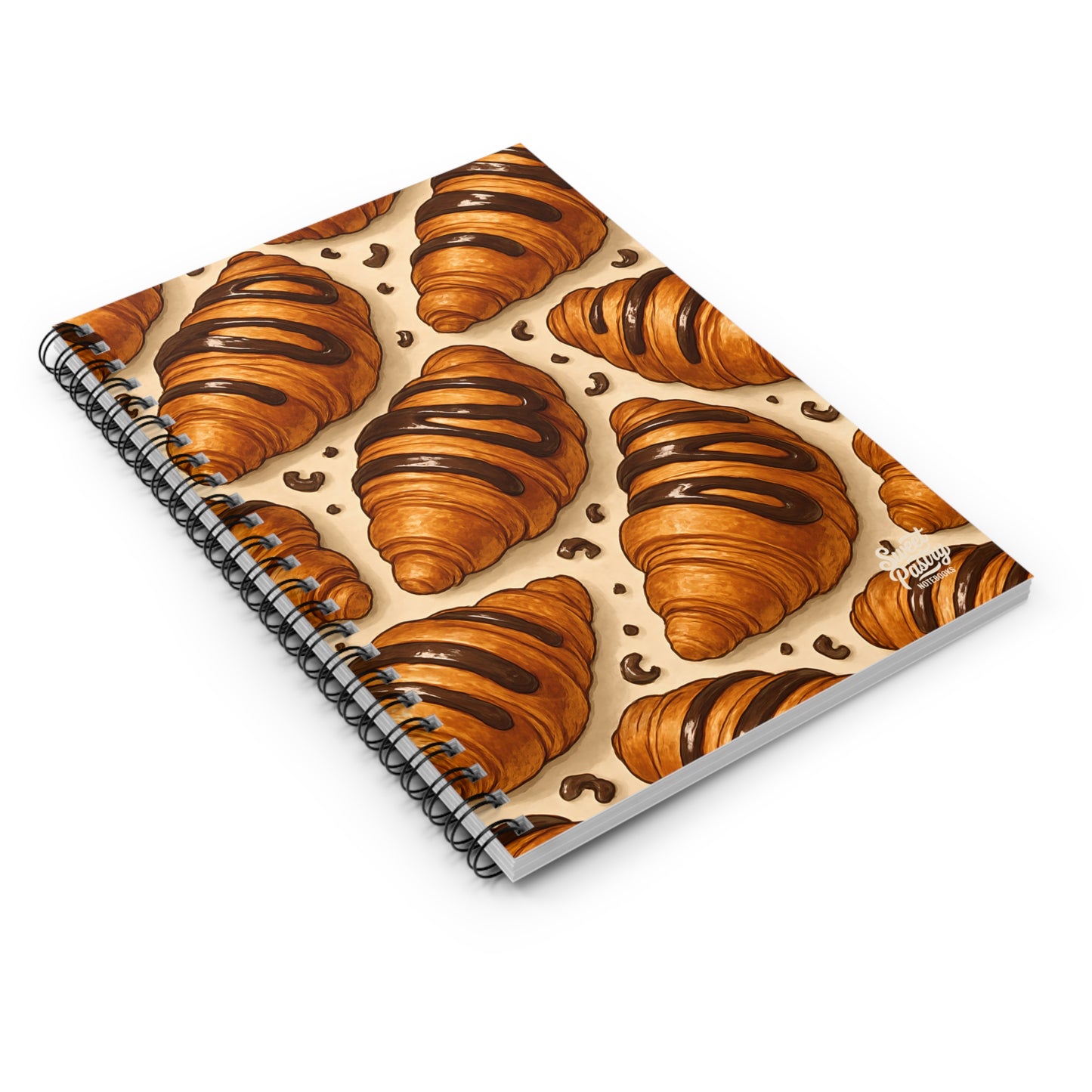 Chocolate Croissant Spiral Notebook — Dessert-Inspired Spiral Notebook for Bakers | Sweet Pastry Notebooks