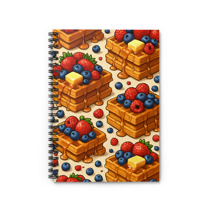 Berries and Waffles Spiral Notebook — Dessert-Inspired Spiral Notebook for Bakers | Sweet Pastry Notebooks