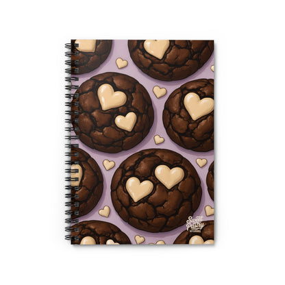 Double Chocolate Chip Cookie with White Chocolate Hearts Spiral Notebook — Dessert-Inspired Spiral Notebook for Bakers | Sweet Pastry Notebooks