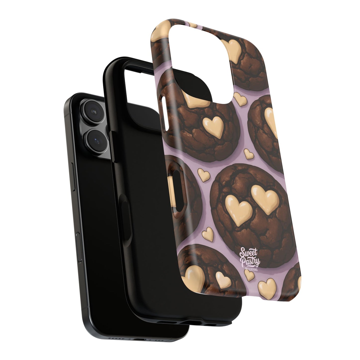 Double Chocolate & White hearts Phone Case – Dessert-Inspired Protective Case
