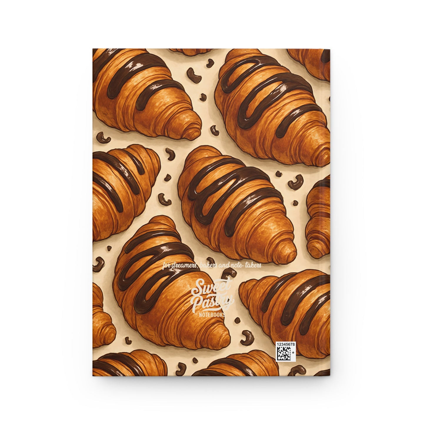 Chocolate Croissant Notebook — Dessert-Inspired Hardcover Journal for Bakers | Sweet Pastry Notebooks