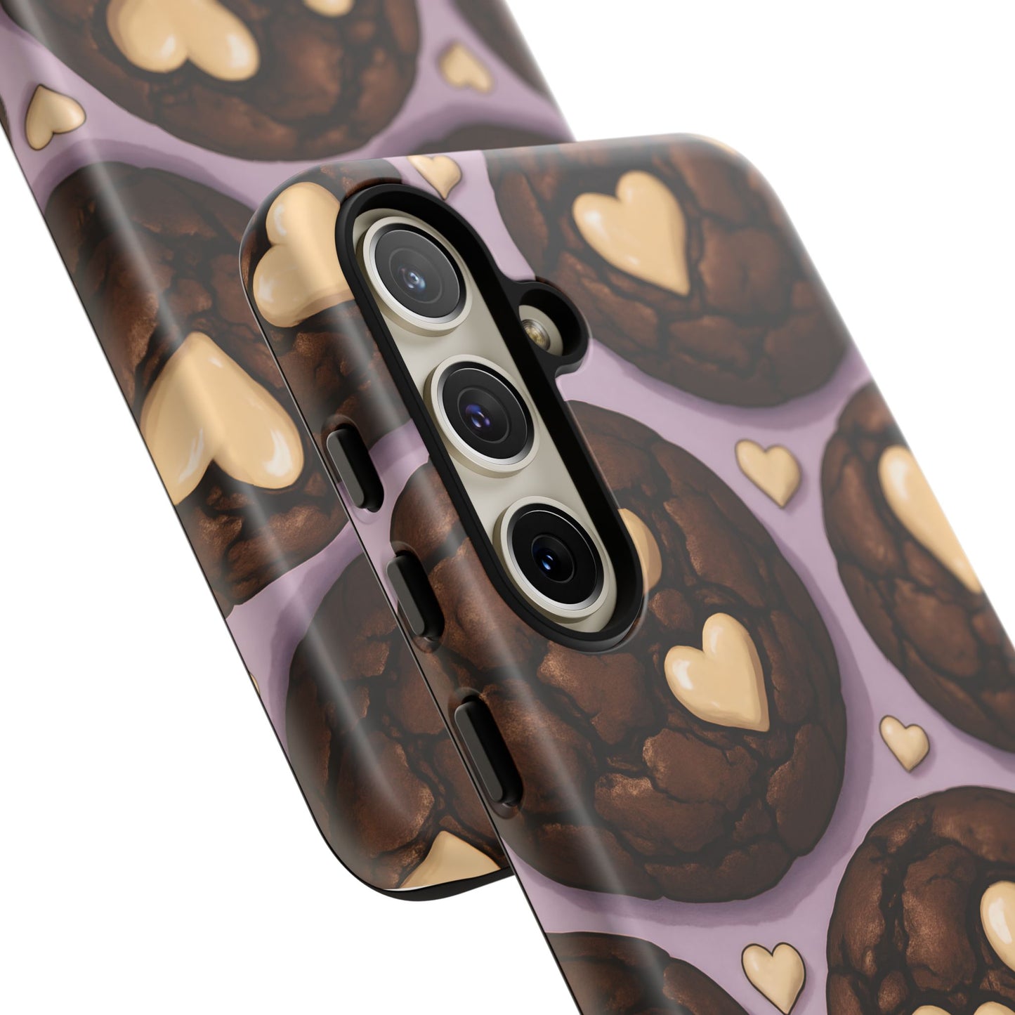 Double Chocolate & White hearts Phone Case – Dessert-Inspired Protective Case