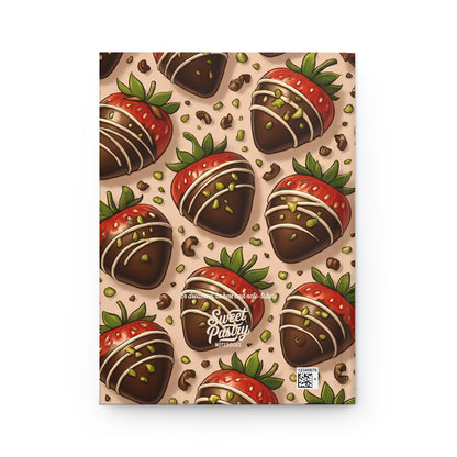 Chocolate Covered Strawberries with Pistachios Notebook — Dessert-Inspired Hardcover Journal for Bakers | Sweet Pastry Notebooks