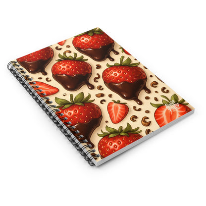 Chocolate-Dipped Strawberry Spiral Notebook — Dessert-Inspired Spiral Notebook for Bakers | Sweet Pastry Notebooks
