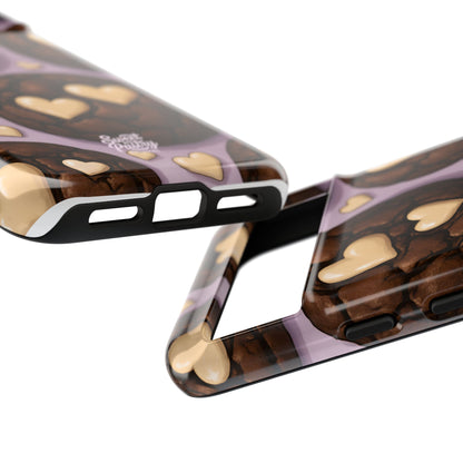 Double Chocolate & White hearts Phone Case – Dessert-Inspired Protective Case