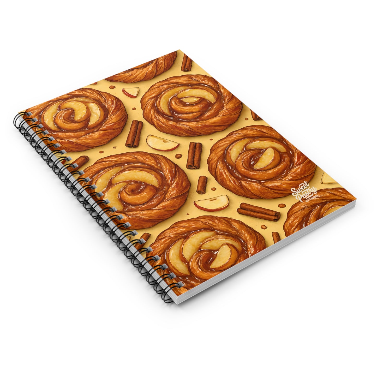 Cinnamon Apple Danish Spiral Notebook — Dessert-Inspired Spiral Notebook for Bakers | Sweet Pastry Notebooks