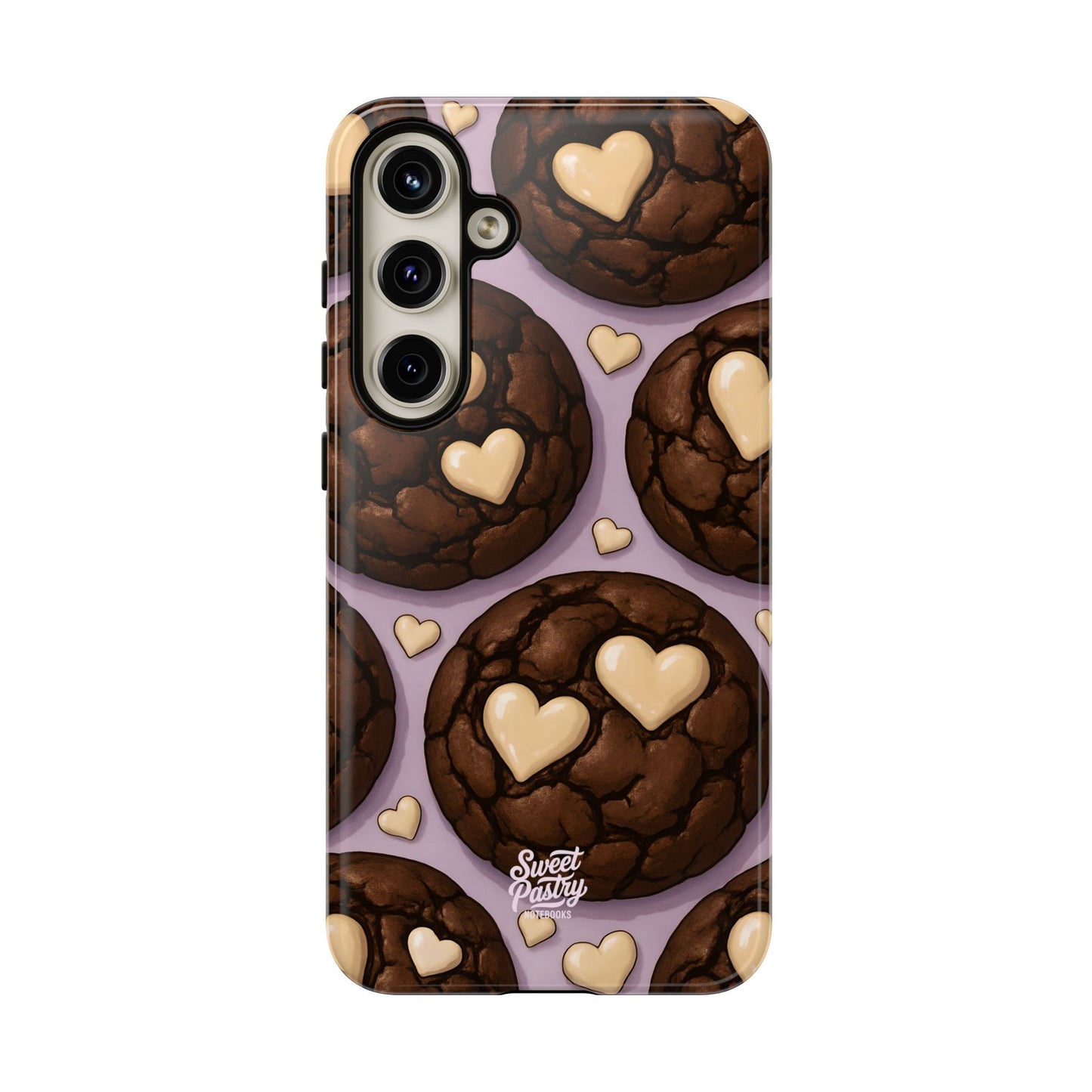 Double Chocolate & White hearts Phone Case – Dessert-Inspired Protective Case
