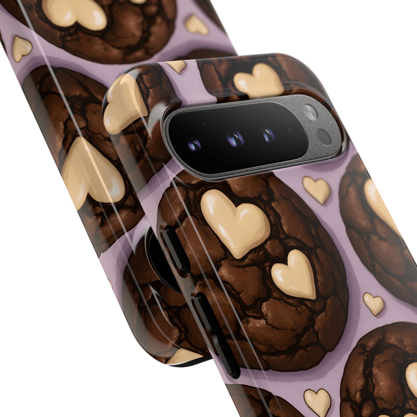 Double Chocolate & White hearts Phone Case – Dessert-Inspired Protective Case