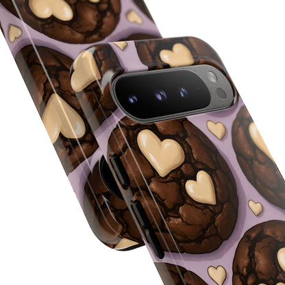Double Chocolate & White hearts Phone Case – Dessert-Inspired Protective Case